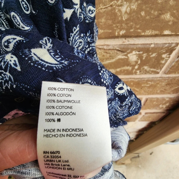 We The Free Hey Girl Cotton Boho Tank Top Blue and White Small - Picture 5 of 6